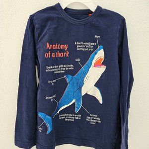 Mini Boden Boy's Tee, Long Sleeve, Anatomy of a Shark, Sz 7-8Y